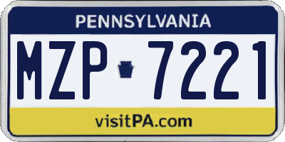 PA license plate MZP7221