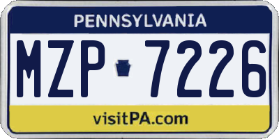 PA license plate MZP7226
