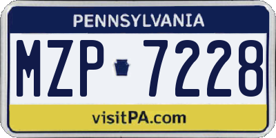 PA license plate MZP7228