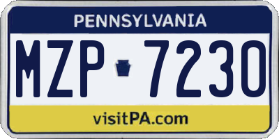 PA license plate MZP7230