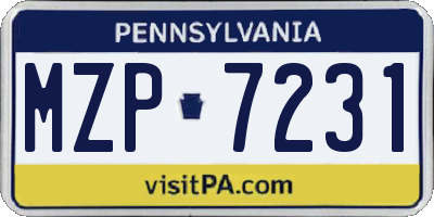 PA license plate MZP7231