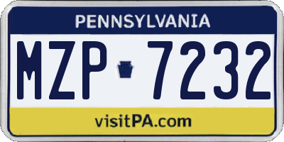 PA license plate MZP7232