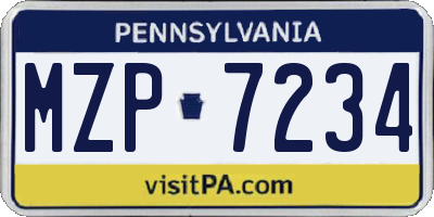 PA license plate MZP7234