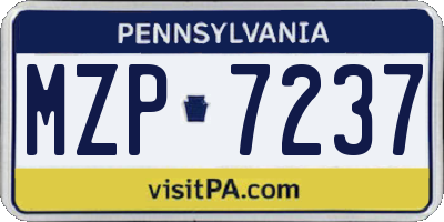PA license plate MZP7237
