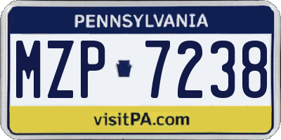 PA license plate MZP7238