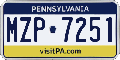 PA license plate MZP7251