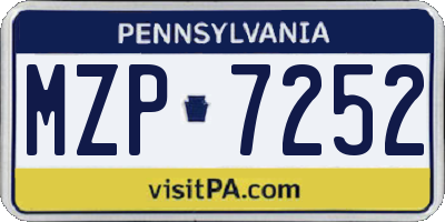 PA license plate MZP7252