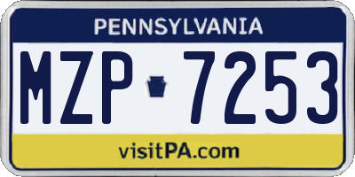 PA license plate MZP7253