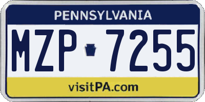 PA license plate MZP7255