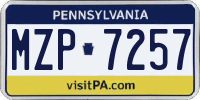 PA license plate MZP7257