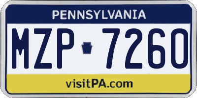 PA license plate MZP7260