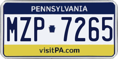 PA license plate MZP7265
