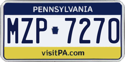 PA license plate MZP7270