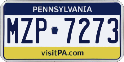 PA license plate MZP7273