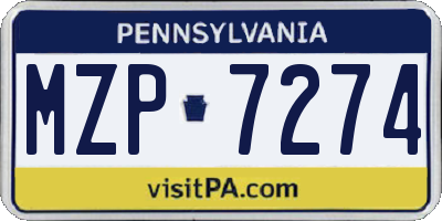 PA license plate MZP7274
