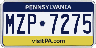 PA license plate MZP7275