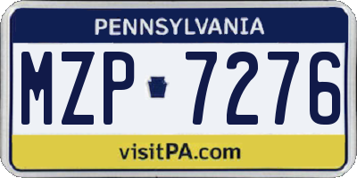 PA license plate MZP7276