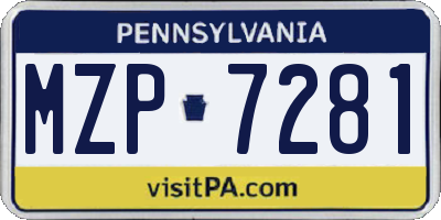 PA license plate MZP7281