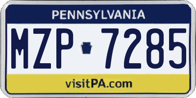 PA license plate MZP7285