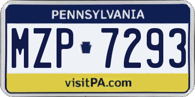 PA license plate MZP7293