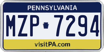PA license plate MZP7294