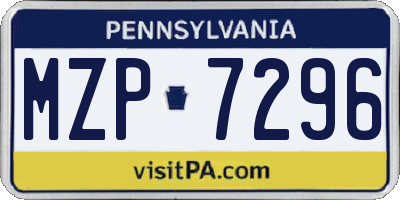 PA license plate MZP7296