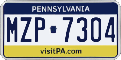 PA license plate MZP7304