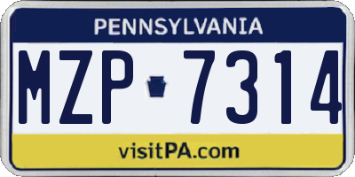 PA license plate MZP7314
