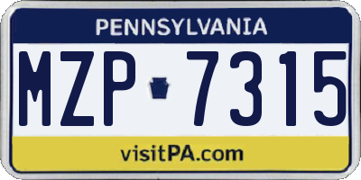 PA license plate MZP7315