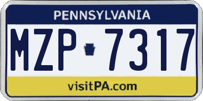 PA license plate MZP7317