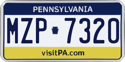 PA license plate MZP7320