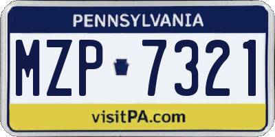 PA license plate MZP7321
