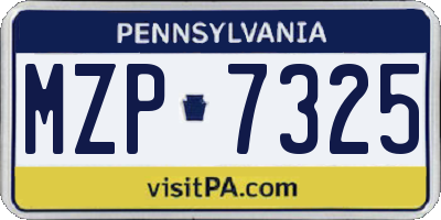 PA license plate MZP7325