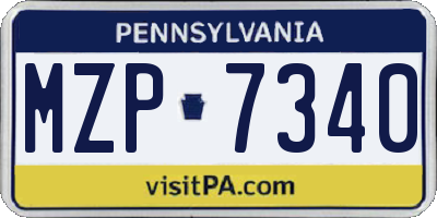 PA license plate MZP7340