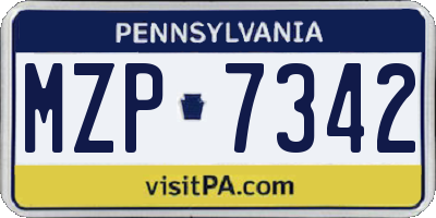 PA license plate MZP7342