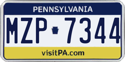 PA license plate MZP7344