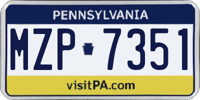 PA license plate MZP7351