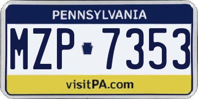 PA license plate MZP7353