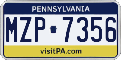 PA license plate MZP7356