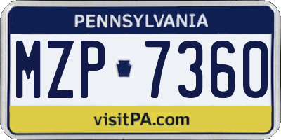 PA license plate MZP7360