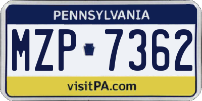 PA license plate MZP7362