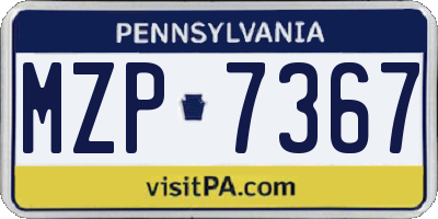 PA license plate MZP7367