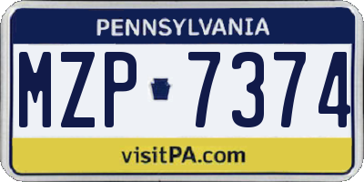 PA license plate MZP7374