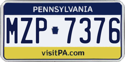 PA license plate MZP7376