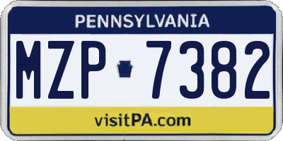 PA license plate MZP7382