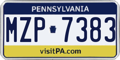 PA license plate MZP7383