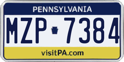 PA license plate MZP7384