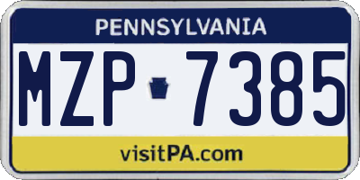 PA license plate MZP7385