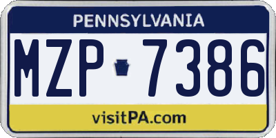 PA license plate MZP7386