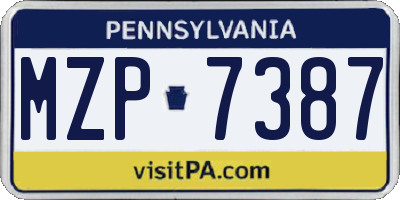 PA license plate MZP7387